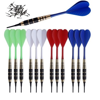SHOT TAKER CO. Soft Tip Darts Set: 12 Brass Darts, 50 Extra Black 2BA Tips