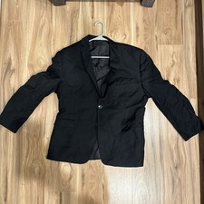 Men's Black Notch Lapel Two-Button Single-Breasted Regular Blazer