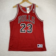 NWT Vintage 90s Chicago Bulls Michael Jordan 23 Champion Jersey 44 Large NOS Red