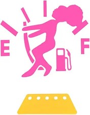 Funny Car Fuel Tank Sticker for Most Vehicles, Waterproof Pink Hair Female Desig