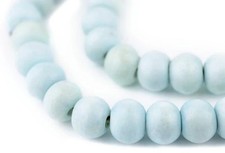 Baby Blue Bone Mala Beads 8mm Nepal Round Large Hole 28 Inch Strand