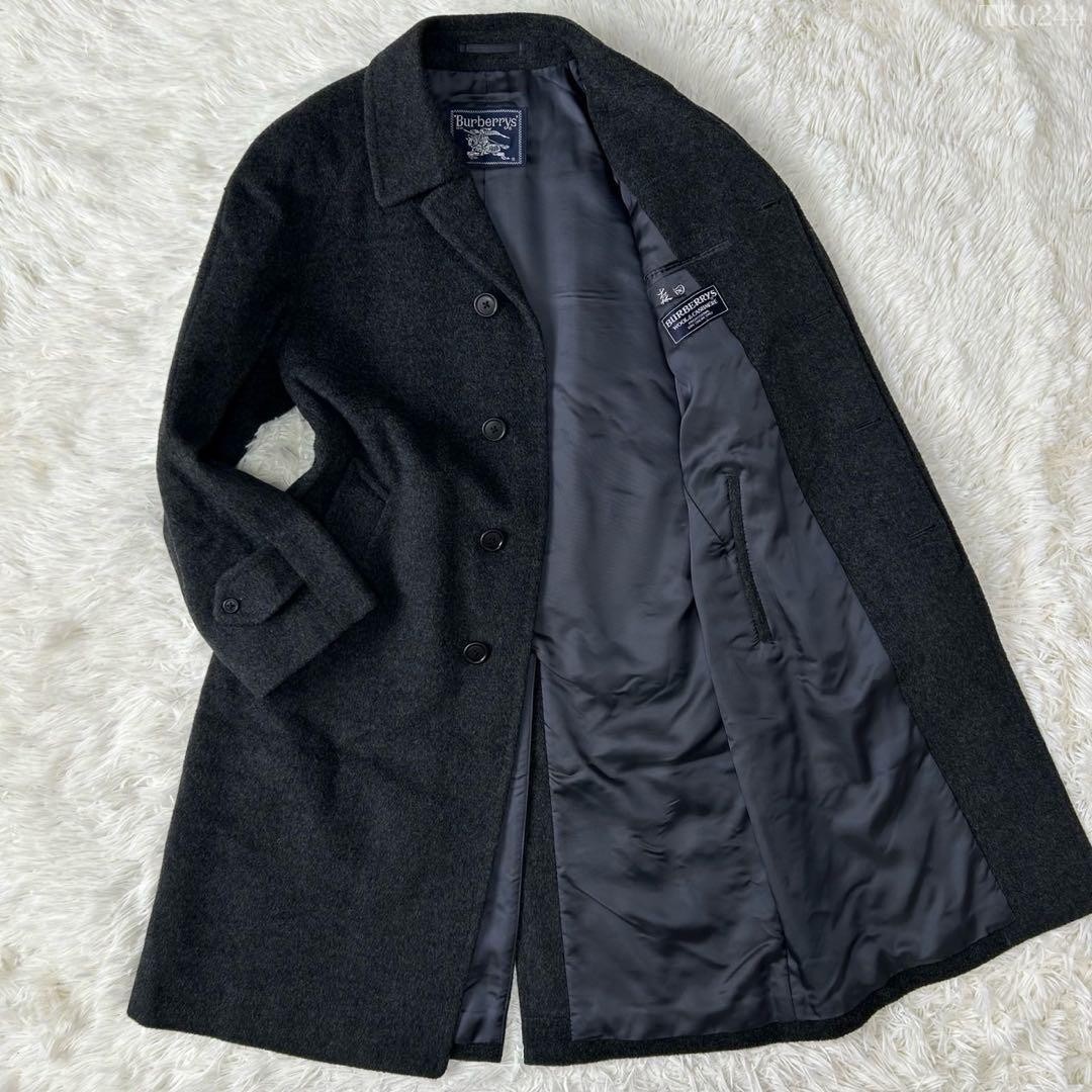 Burberry Cashmere Blend Wool Balmacaan Coat Long Black Men Size US S Used thumbnail 2