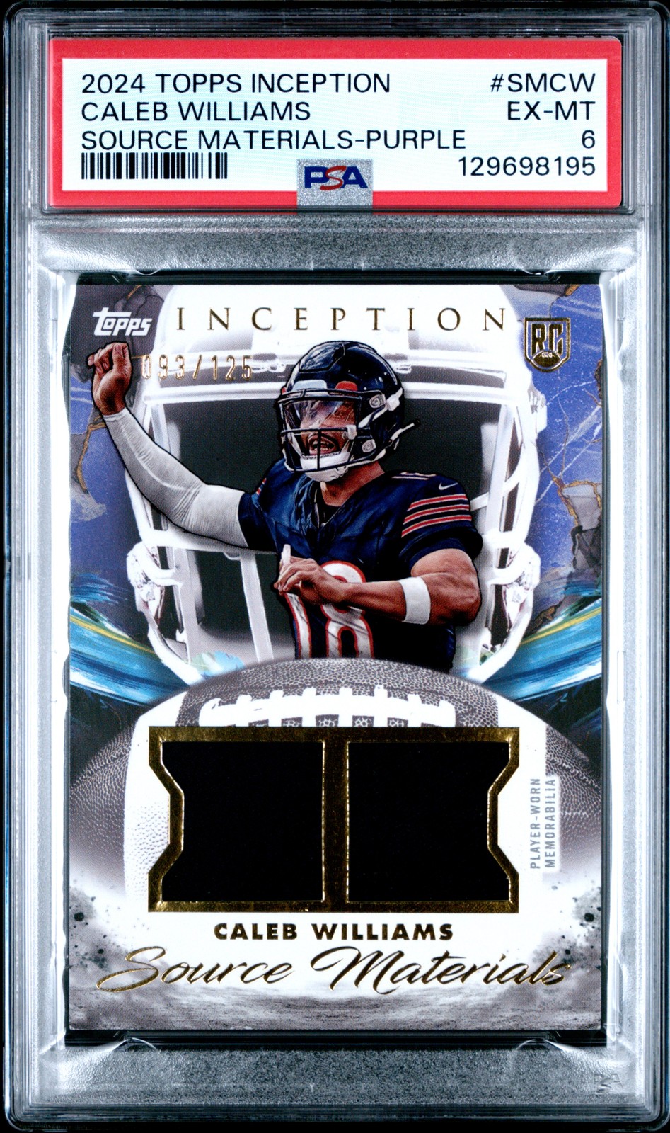 Caleb Williams Topps Inception Source Materials #SMCW Purple