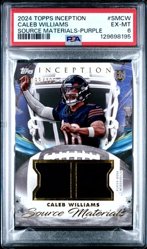 2024 TOPPS INCEPTION SOURCE MATERIALS PURPLE #SMCW CALEB WILLIAMS 93/125 PSA 6