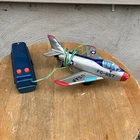 Japan Louis Marx Tin Litho USAF  Fighter Jet Battery Works Lights Up 1950s D8
