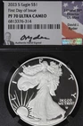 2023 S NGC PF70 ULTRA CAMEO FIRST DAY OF ISSUE AMERICAN SILVER EAGLE #B52528
