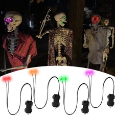 Light Up Skeleton Eyes Red LED Glowing Timer Waterproof 4 Pcs Horror DIY