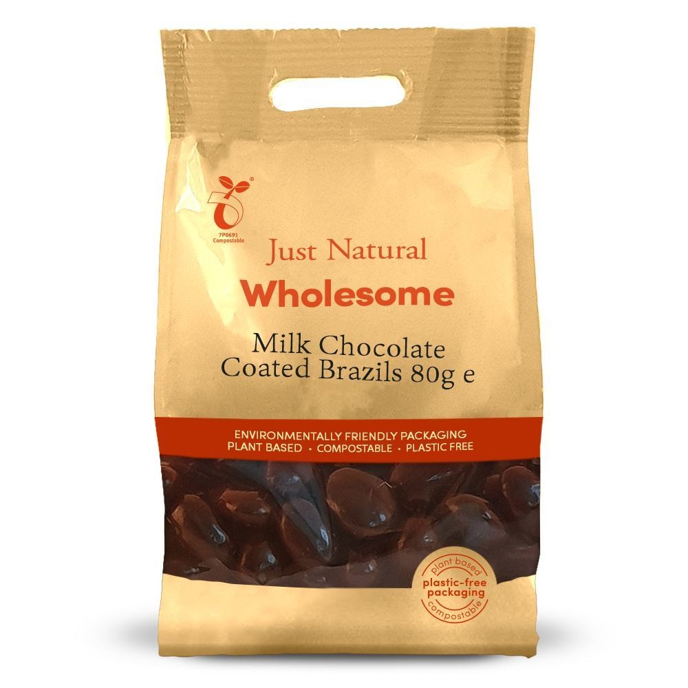 Just Natural Wholesome Milk Chocolate Coated Brazils 80g - 2 Pack