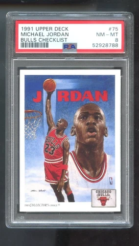 1991-92 Upper Deck #75 Michael Jordan PSA 8 Graded Card NBA Bulls Checklist 1992