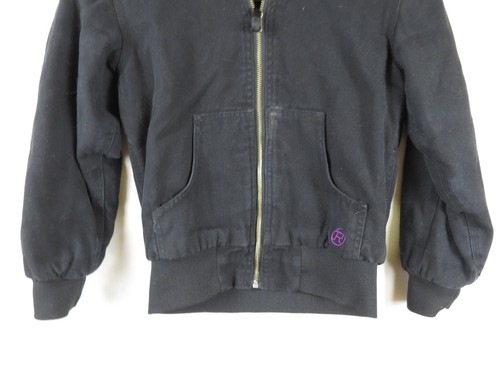Roper Jacket hooded Lined Full Zip Kids Black Work Wear Canvas Sz M 7/8 - Picture 2 of 9