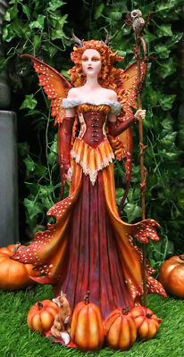 Ebros Amy Brown Pumpkin Queen Autumn Fairy Statue 17.5'' Tall Fantasy Faery