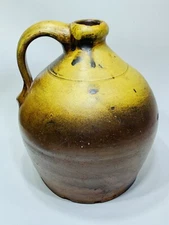Primitive Mid 1800s Salt Glazed Stoneware 19th Century Whiskey Crock Jug Antique