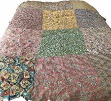 Vintage Quilt 78 X 66  Big Square Patchwork Granny Multi Patterns, Flaws, READ.