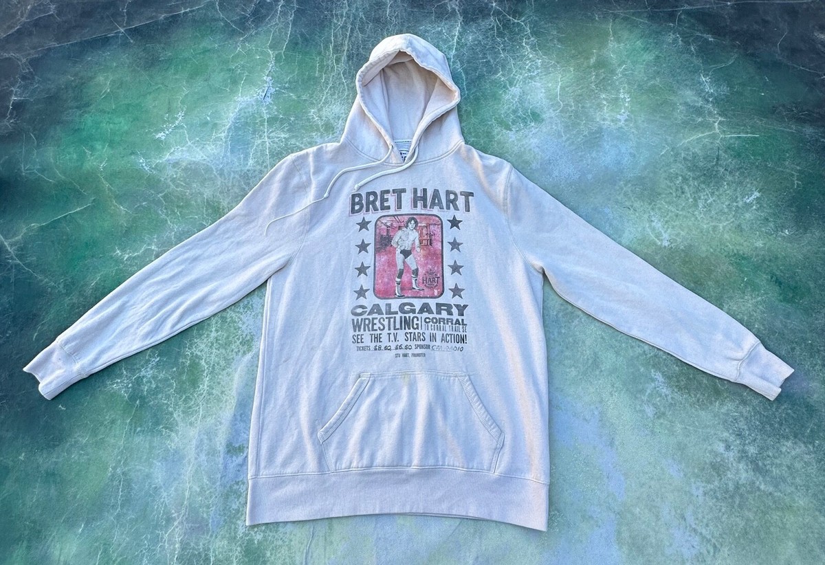 Vintage Bret HITMAN Hart Calgary Wrestling Men's Pull Over Hoodie