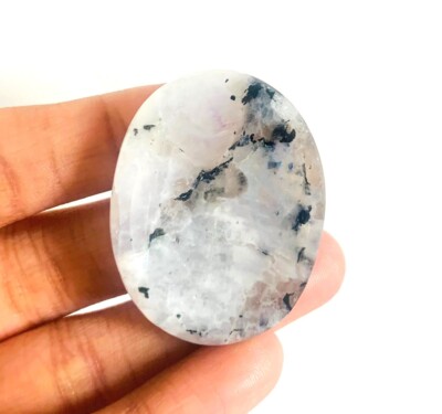 Rainbow Moonstone Five Worry Thumb Stone Crystal Healing Reiki Feng Shui Gift