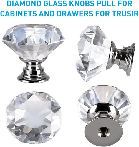 Lot Crystal Glass Knobs Drawer Pulls Kitchen Bathroom Cabinet Dresser - Picture 4 of 7