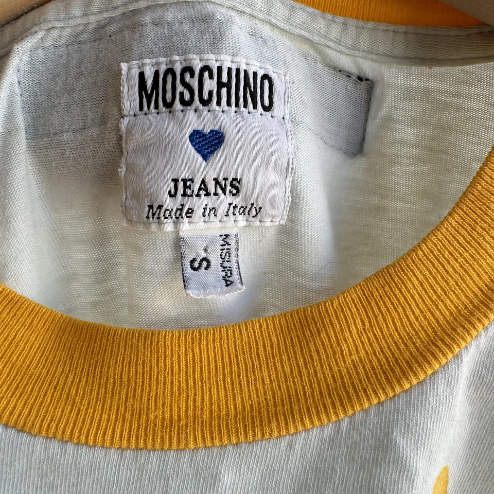 Moschino Jeans 90's Unisex Small Pale Blue Smile Angel Tshirt Made In Italy - Image 3 of 4