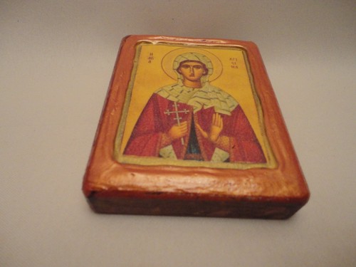 Saint Christina Kristine Greek Orthodox Byzantine Old World Prayer Icon OOAK - Picture 3 of 9