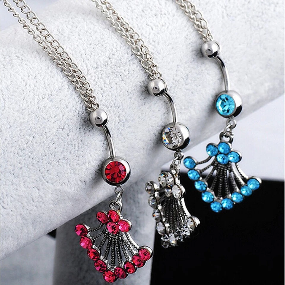 Rhinestone Belly Button Ring Crystal Waist Chain Piercing Navel Sexy Chain Gift - Image 4 of 4