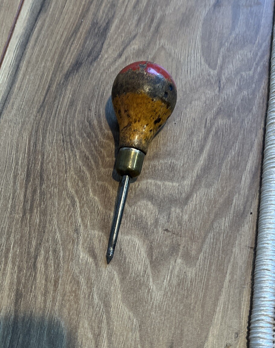 Lot of 8 Scratch Awls Ice Pick Nail Puller w/ Wood Handles Vintage