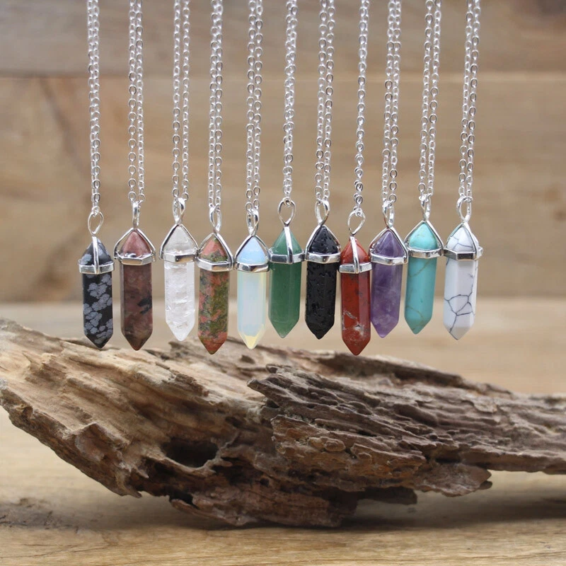 Semi Precious Stone Teardrop Pendant Necklace - Natural Stone Collection