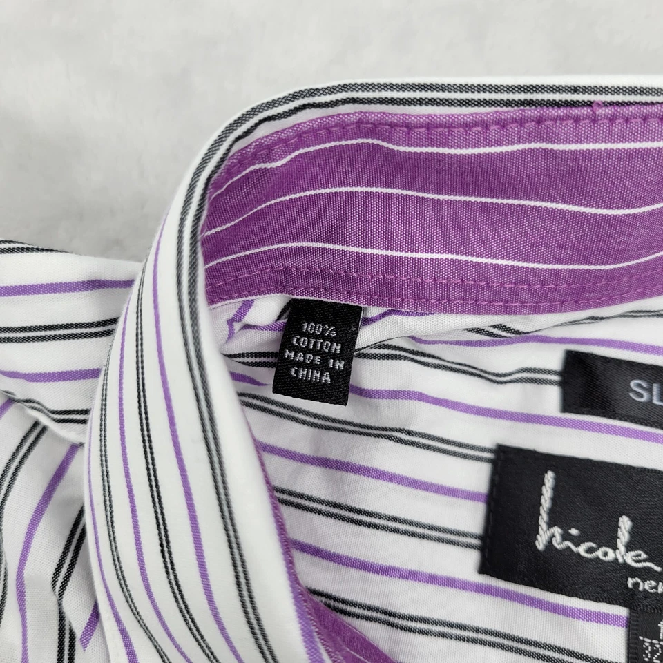 Рубашка мужская Nicole Miller размер XL фиолетовое платье на пуговицах оксфорд с откидными манжетами 17/33 для взрослых - Изображение 4 из 4