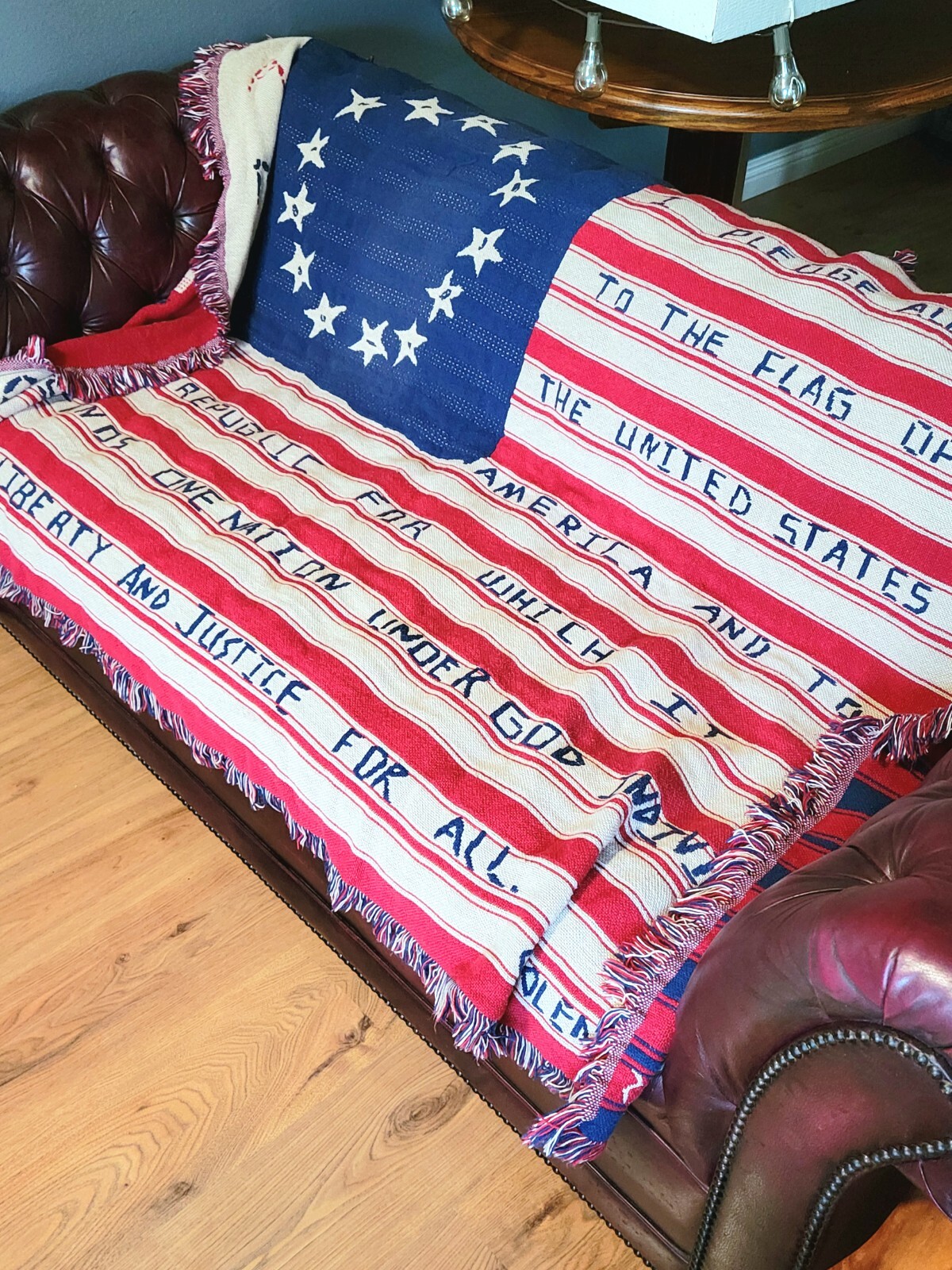 Vintage Handmade Betsy Ross Flag Pledge of Allegiance 6u0026#039;x4u0026#039; Throw  Blanket | eBay