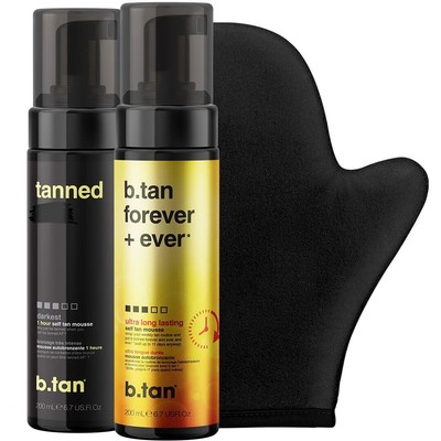 b.tan Dark & Long Lasting Self Tan Kit | Besties Bundle - Dark Self Tan Mouss...
