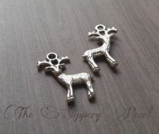 BULK Charms Deer Charms Antiqued Silver Deer Pendants Nature Charms Wholesale 50