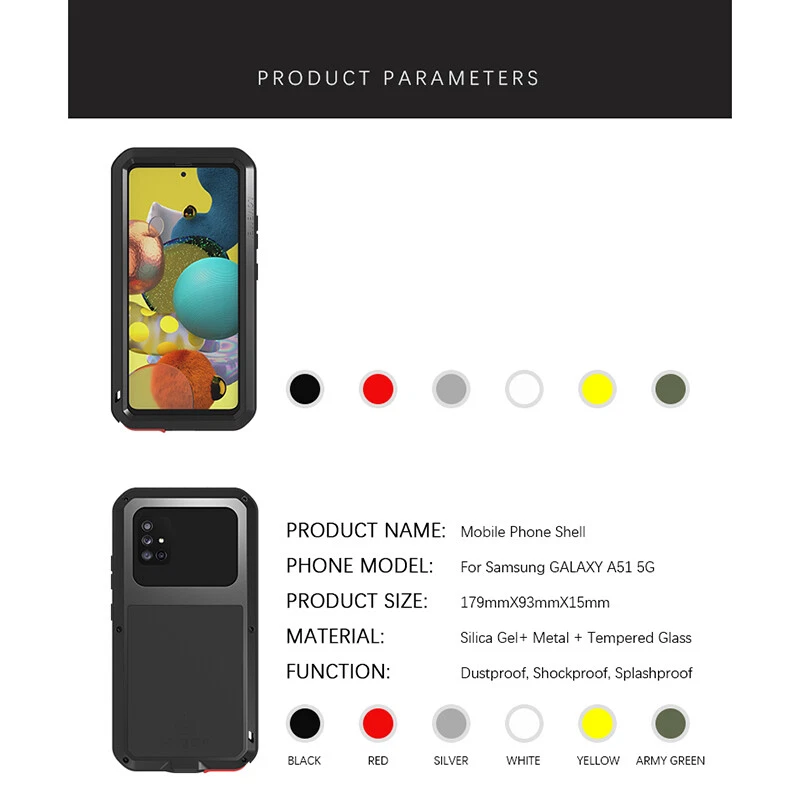 LOVE MEI Case For Samsung S24 Ultra S23 Note20 A51 A71 Shcokproof Metal PC Cover - Image 2 of 4