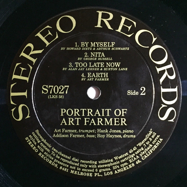 Art Farmer - Portrait Of Art Farmer 1958 LP, Album Stereo