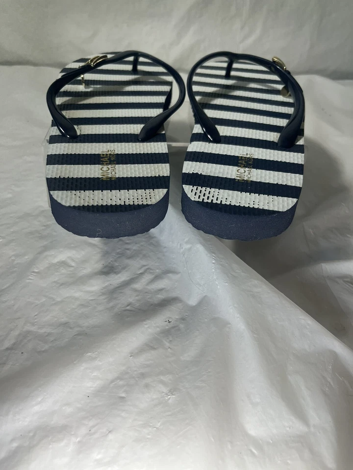 Chanclas de goma Michael Kors a rayas talla 9 encanto dorado Foto 3 de 4