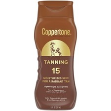 Coppertone Tanning Sunscreen Lotion, SPF 15, 8 Fl Oz Pack of 1 , White