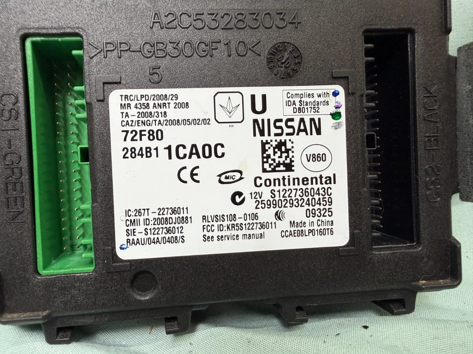09-11 Infiniti EX35 FX35 FX50 Cuerpo Módulo de Control de Computadora BCM BCU 284B1-1CA0C Foto 2 de 4