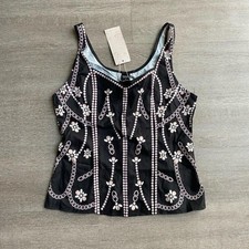 Black Floral Beaded Style Print Cami Top NWT Size Small 1283