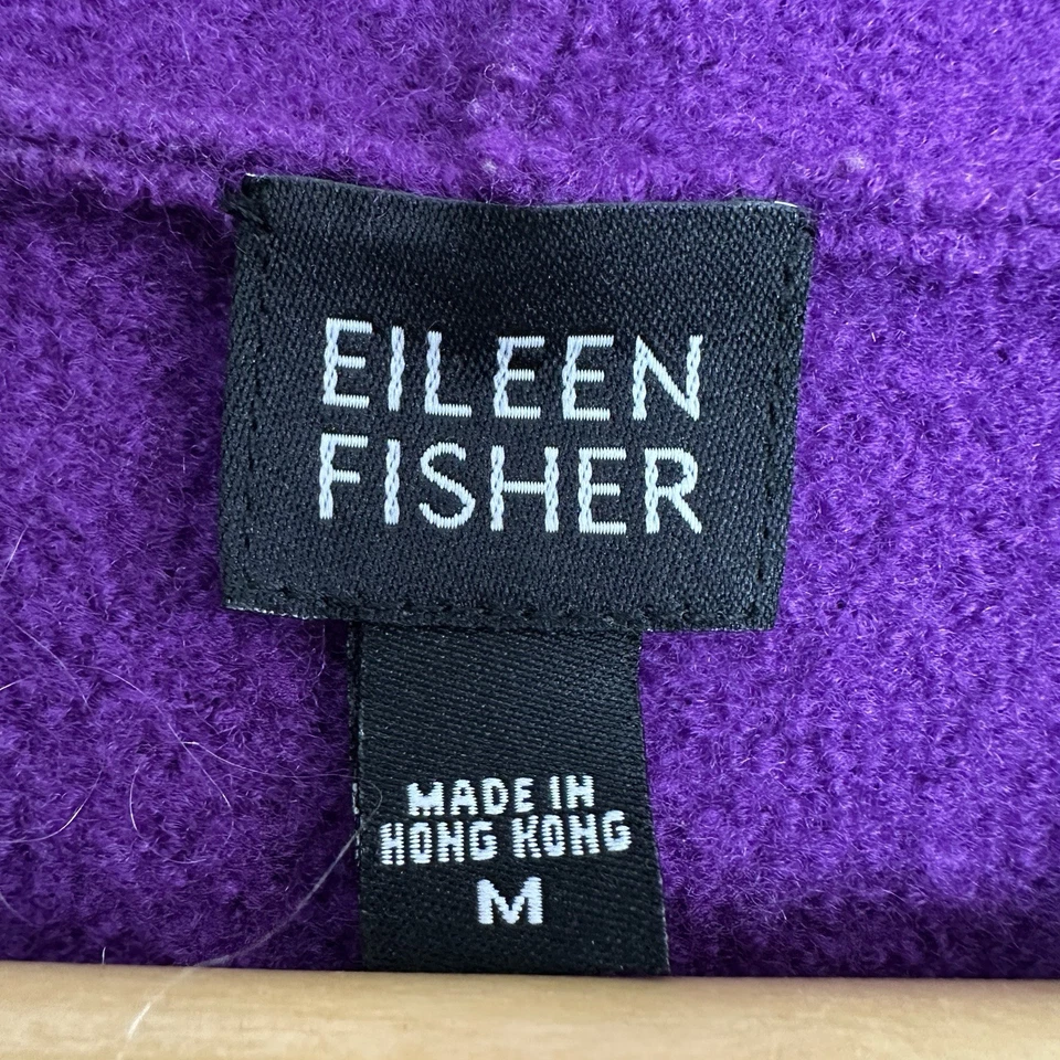 VTG Eileen Fisher Womens Purple Long Sleeve Mock Neck Snap Wool Blazer Jacket M - Image 2 of 4