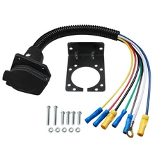 7Pin 7-Way RV-Style Trailer Connector Socket With Wiring Harness Adapte Assembly
