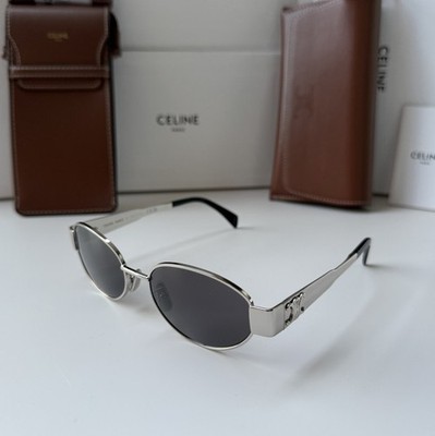 Celine CL40235U 16A Triomphe Metal Sunglasses Silver Frame Grey