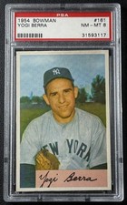 YOGI BERRA PSA 8 1954 BOWMAN BASEBALL #161 YANKEES NM-MT CENTERED ONLY 26 HIGHER