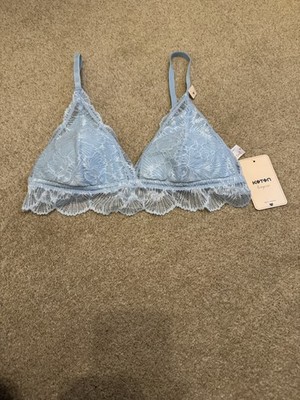 New Koton Women's Powder Blue Lace Non-Wired Triangle Bra, UK Size XL