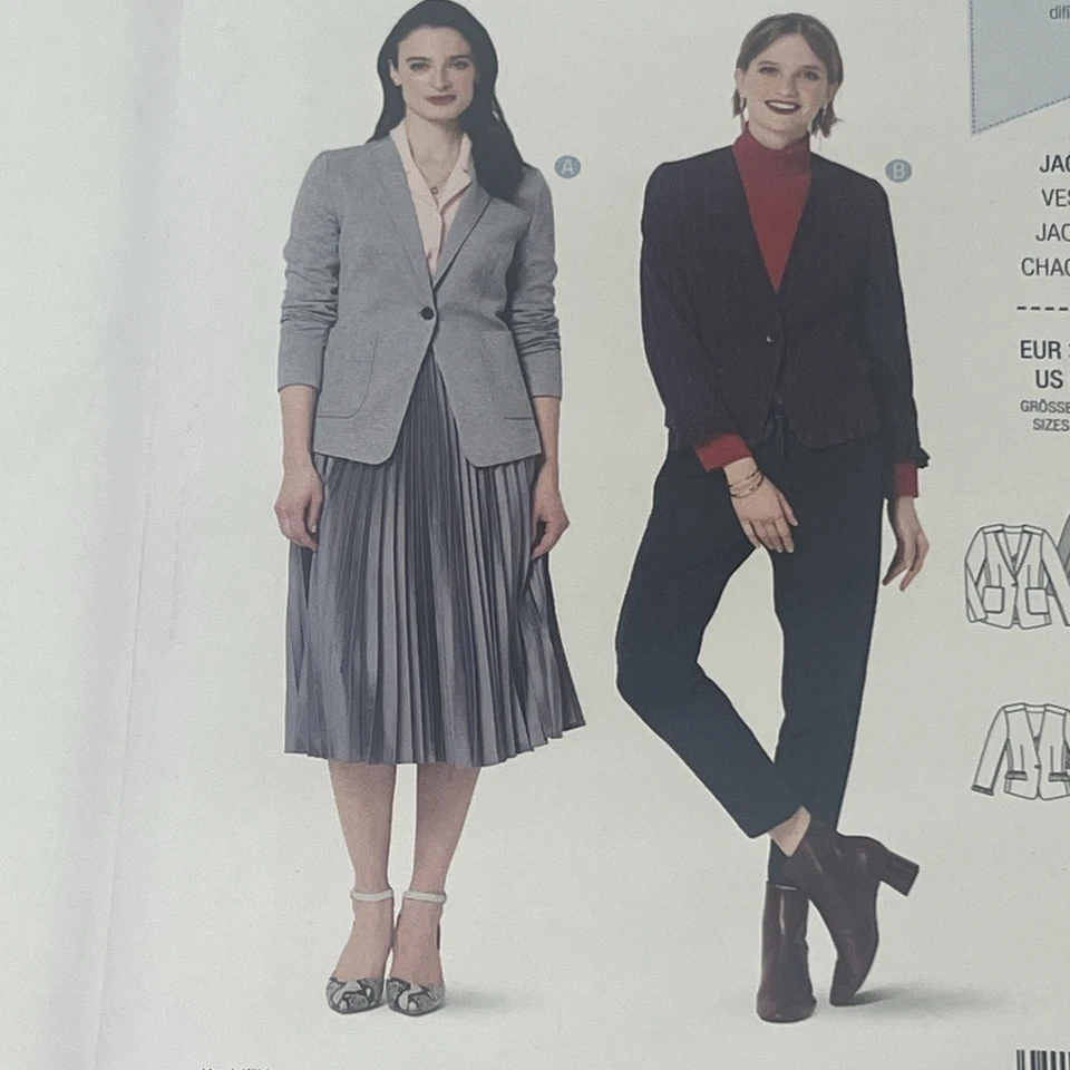 Burda 6273 Single Button, Stable Knit Blazer Jacket in 2 Lengths Sz 8-18 UNCUT - Image 2 of 4