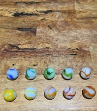 Vtg UV Marbles Lot of 10 Akro Popeye Peltier Citrus Vitro Agate Glow Swirl