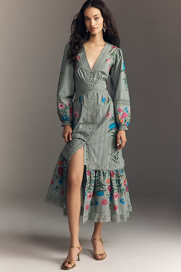 denim fitted midi dress Midler Denim Midi Dress Mid Blue