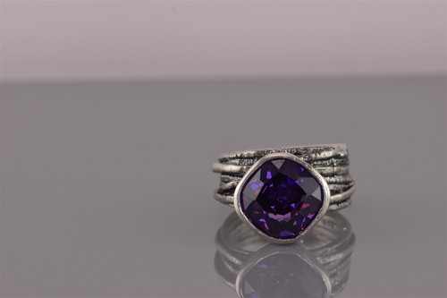 Silpada Sterling Silver Purple CZ Gladiator Glam R2757 Band Ring 925 Sz: 8 - Picture 4 of 8