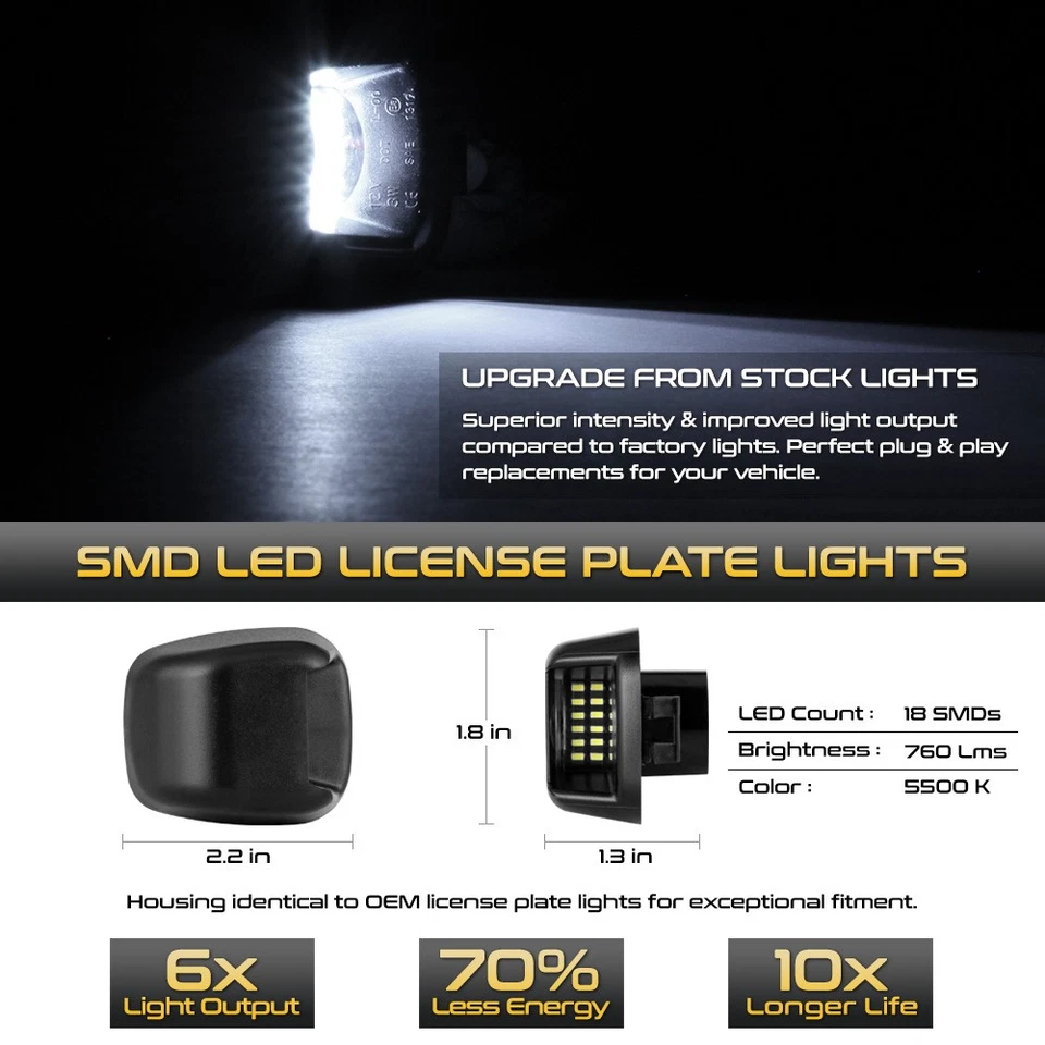 "BRIGHTEST" LED License Plate Light Lamp Housing For 2007-2021 Nissan Frontier Foto 2 de 4