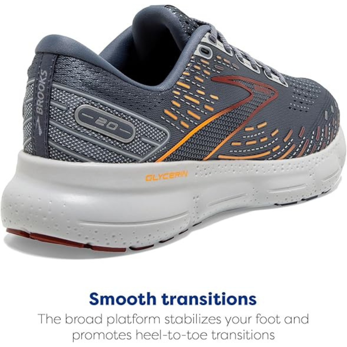 Brooks Men\'s Glycerin 20 Running Shoes, Grey/Chili Oil/Orange Size 13 Used Brooks Men main image 3