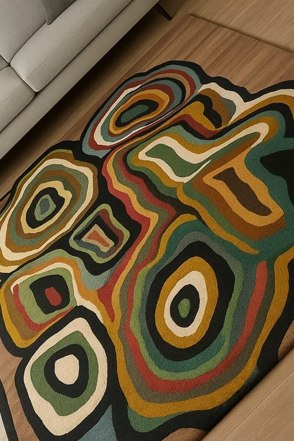 Abstract Geometric Multicolor Area Rug for Modern Living Room Decor - Image 2 of 4