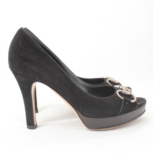 GUCCI Pumps Heel Horsebit Suede Black EU35.5/US5.5 50940c - Picture 7 of 24
