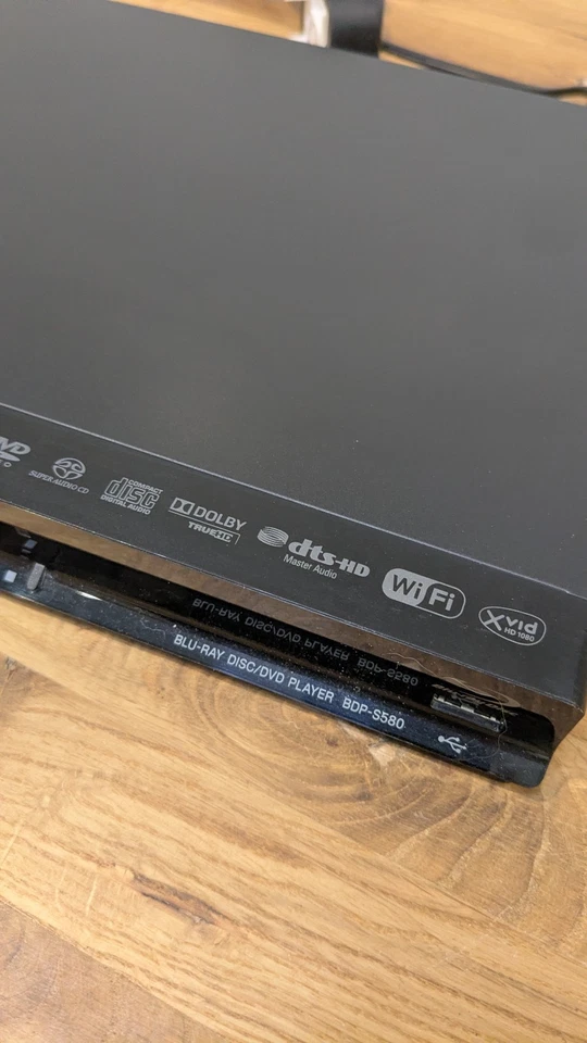 Sony BDP-S580 3D DVD Blu-Ray Player WiFi Full HD HDMI USB Black No Remote - Image 2 of 4