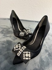 Authentic Tory Burch Aria Embellished Satin Pointed Toe Heels US 6M